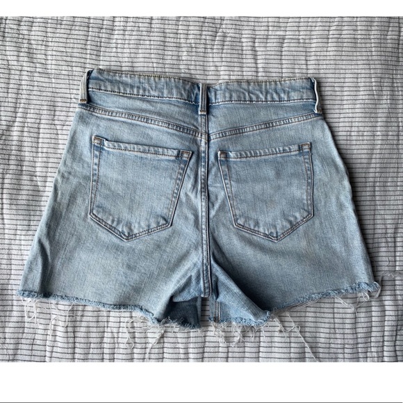 High Rise Distressed Light Denim Shorts - Picture 4 of 5